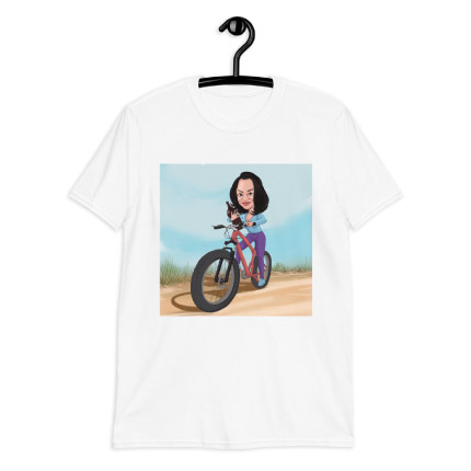 Caricature de vélo dessin sur t-shirt imprimé