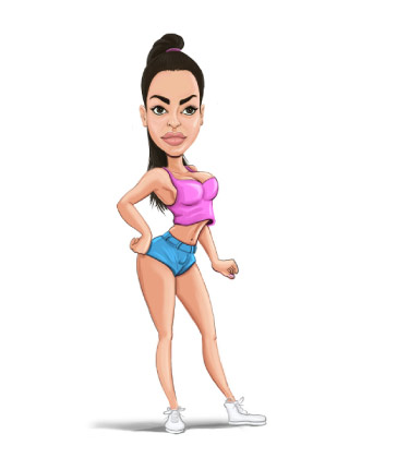 Croquis complet du corps d'une instructrice de fitness féminine posant avec son corps en forme