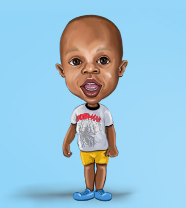 Croquis caricaturé d'un garçon noir