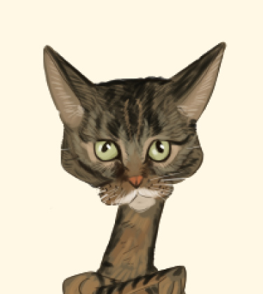 Caricature drôle d'un chat avec un petit cou