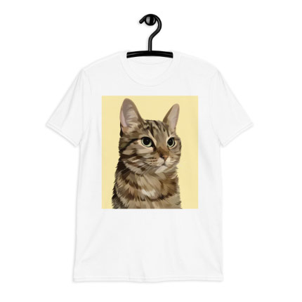 Caricature d'un chat sur un t-shirt imprimé