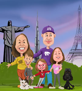 Caricature d'enfants jouant dehors
