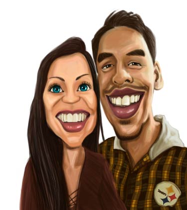 Portrait entièrement coloré d'un jeune couple souriant amoureux