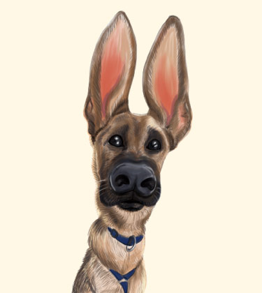 Caricature drôle de chien avec de grandes oreilles