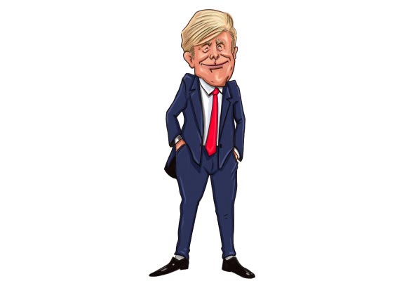 Portrait de Trump posant les mains dans les poches