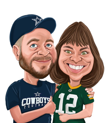 Portrait entièrement coloré de fans de football couple