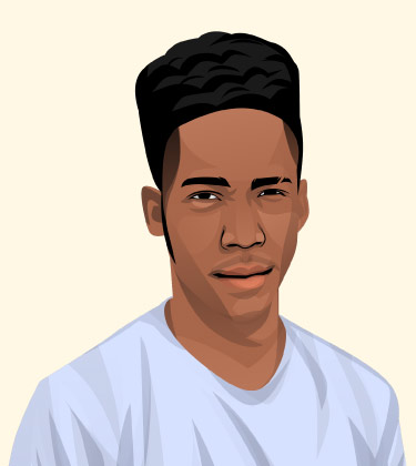 Jeune mec noir avec sourire portrait caricaturé