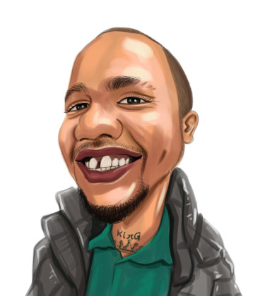 Portrait de dessin animé de rappeur noir tatoué