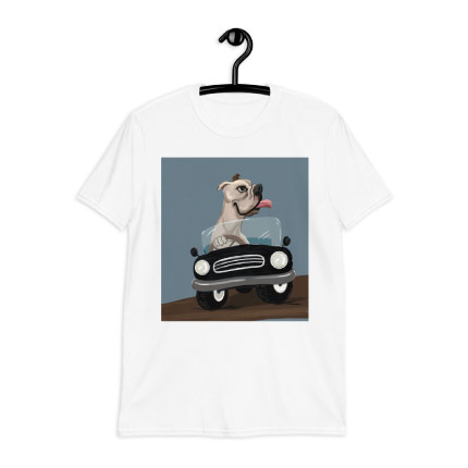 Caricature de chien dessin sur t-shirt imprimé