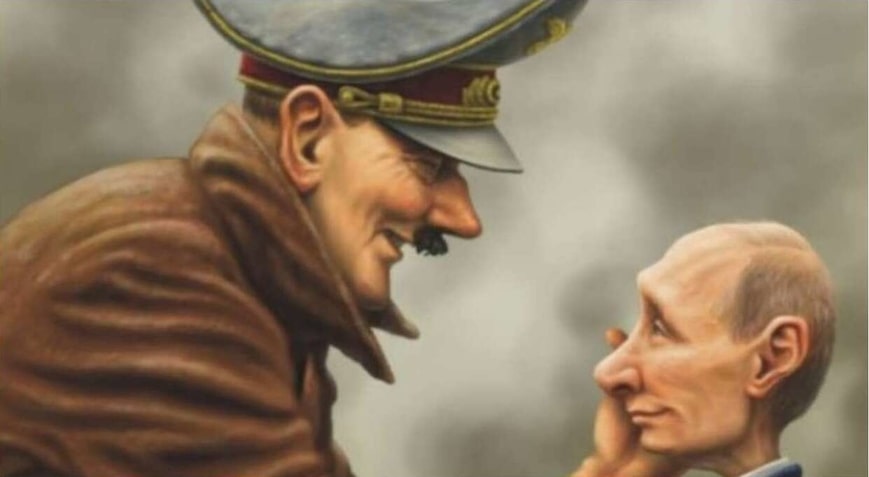 Croquis d'Hitler mettant la main sur Poutine