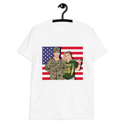 Dessin de caricature de soldat sur l'impression de t-shirt