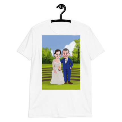 Caricature de mariage dessin sur t-shirt imprimé